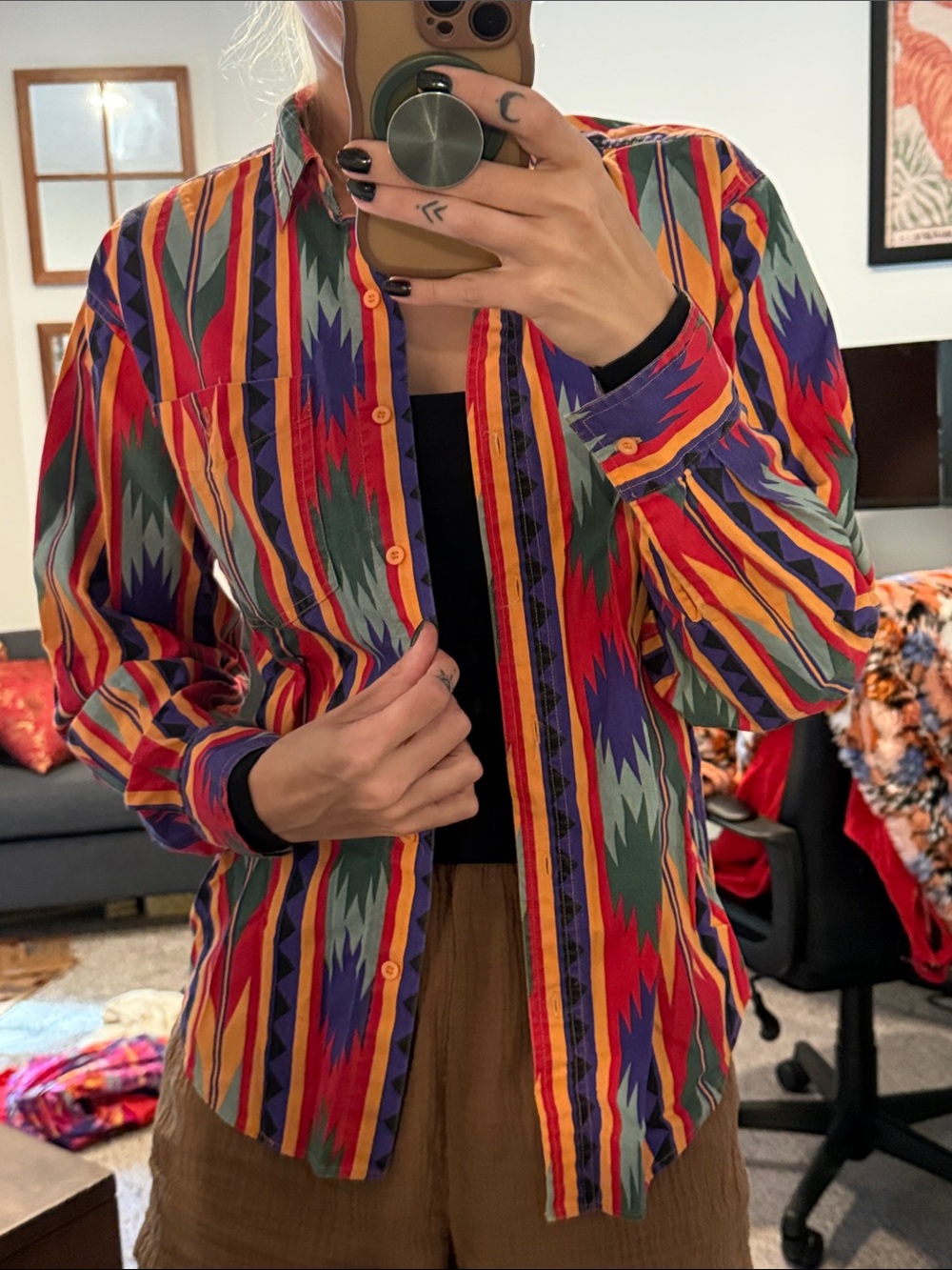 Wrangler Multicolor Aztec Stripe Button-Down Shirt
